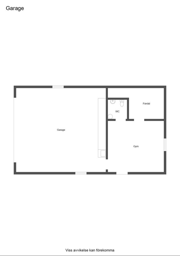 Garage, gym och wc